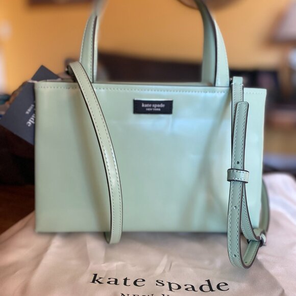 Kate Spade Sam Icon Spazzolato  small leather tote - pistachio cream NWT - Picture 6 of 6